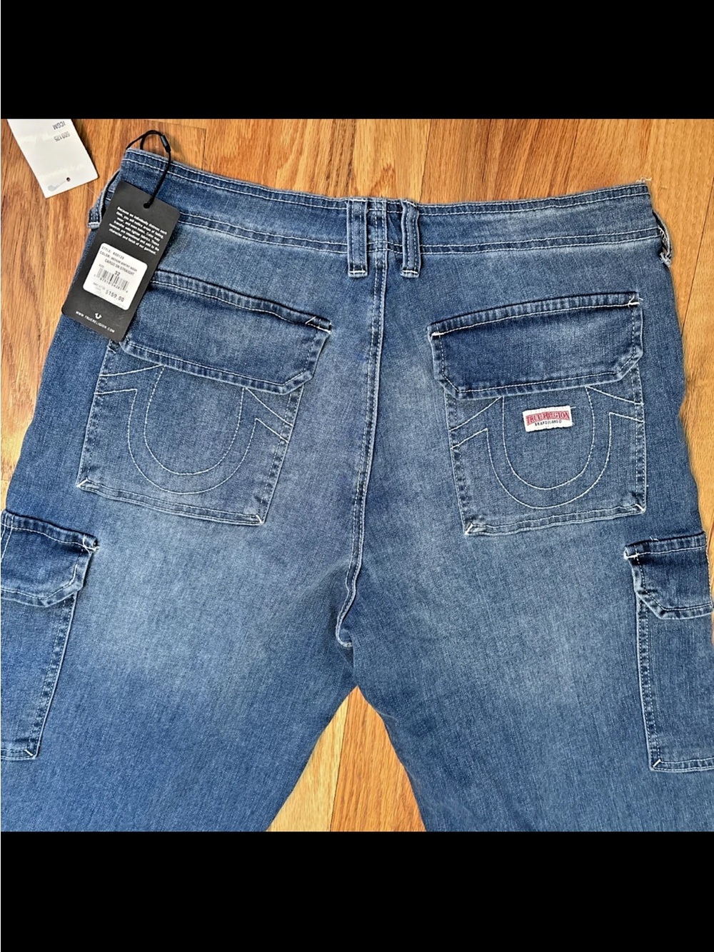 True Religion Cargo SN Straight Jeans Women's 32 Medium Wintry Wash NEW NWT